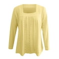 thumbnail image 3 of Yigetop Long Sleeve Tops Women's Button Down Blouse with Eyelet Embroidery Long Sleeve V Neck T Shirt Trendy Spring Casual Pullover Loose Tops Eyelet Tops for Women Yellow 2XL, 3 of 3