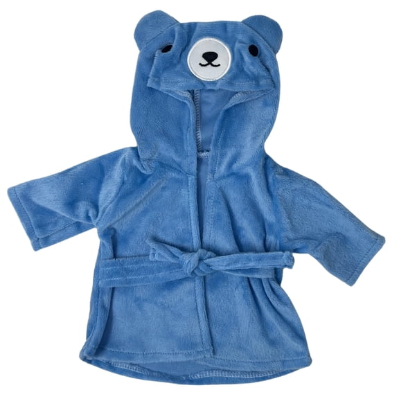 Blue Bear Hooded Bathrobe for 18 Inch Dolls – Cozy Doll Robe with Bear Face Hood