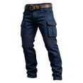 thumbnail image 4 of Mifsaly Mens Cargo Pants Straight Leg Relaxed Fit Work Trousers with Multi Pockets Navy,XXL, 4 of 5