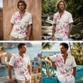 thumbnail image 2 of FOR U DESIGNS Cherry Blossom Bird Print Matching Outfits Linen-Style Couple Clothes Sets Sleeveless Summer Dresses for Women, Men's Casual Button-Down Shirts, 2 of 7