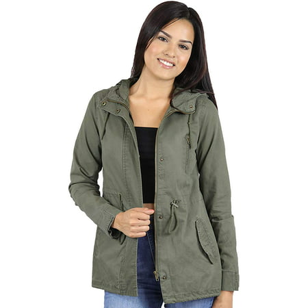 StyLeUp Women's Anorak Zip Up Military Hoodie Jacket (Ol m)