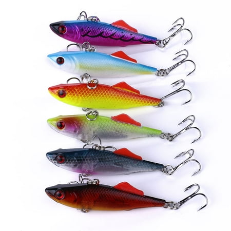 HENGJIA Fishing Lures Bass 6 Pack Deep Diving Lipless Crankbaits for Bass Minnow VIB Lifelike Hard Baits Sinking Fishing Lure for Bass Redfish Trout Walleye Saltwater Freshwater