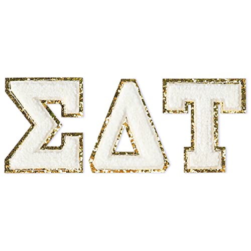 Sorority Shop Sigma Delta Tau Chenille Letter Stickers - Adhesive Back, Set of 3 Greek Letters