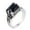 Black, variant on PAURO Unisex's Stainless Steel Classic Personalized Simple Unique Retro Trend Gem Ring Silver Black Size 10