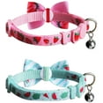 thumbnail image 5 of azuza Breakaway Cat Collar with Bell, 2 Pack Safety Buckle Cat Collars with Bowtie Adjustable from 8"-12", Cute Strawberries & Watermelons, 5 of 7