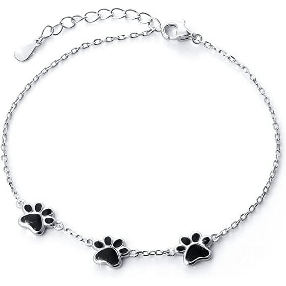 JOYWEI Bracelet Empreinte de Patte de Chiot Chat en Argent Sterling S925
