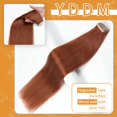 thumbnail image 2 of Extensiones de pelo con cinta adhesiva YDDM Auburn 35 cm, 20 unidades, 100% Remy, 2 of 7