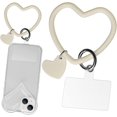 thumbnail image 1 of Silicone Heart Loop Lanyard, Universal Phone Case Anchor with Key Chain Holder - Beige Beige, 1 of 5