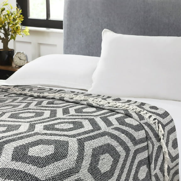 Marley Diamond Black Cotton Blanket King