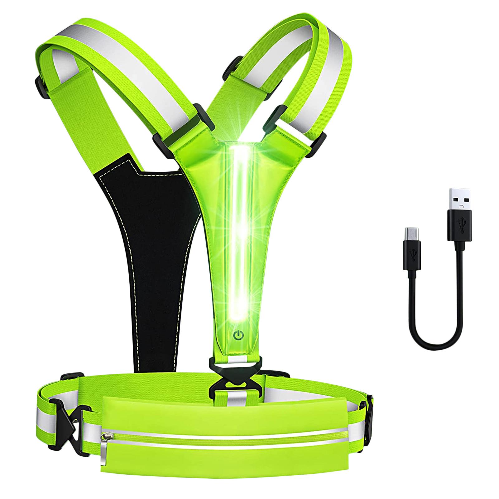 Topaty Reflective Running Vest USB Bike Safety Vest With Belt Bag