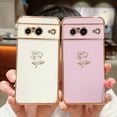 thumbnail image 2 of Compatible with Google Pixel 8 Case Cute Rose Flower Phone Case for Women Girls Luxury Plating Full Camera Lens Cover Protection Shockproof Pixel 8 Case 6.2" Soft Bumper Funda (White), 2 of 12