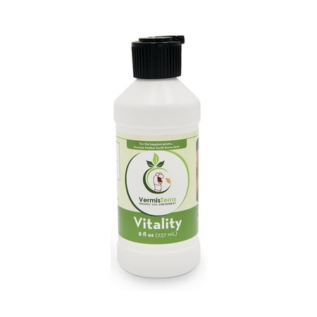 VermisTerra Vitality 8 oz - Worm Castings Super Concentrate, Seedling Plant Food, Amazing Growth for Vegetables, Fruit, Houseplants -Living Enzymes, Gentle - Will Not Burn