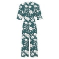 thumbnail image 4 of Edvintorg Jumpsuits for Women Casual Summer Floral Printed Short Sleeve V Neck Back Zipper Wide Leg Jumpsuit Pants with Pocket Loose Overalls for Women, 4 of 5