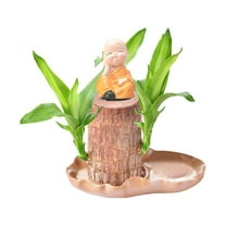 Brazilian Wood Set, 2025 New Brazilian Wood with Monk Statue, Brazilian Wood Hydroponic , Brazilian Tree, Mini Brazil Wood Decorations for Pots, Home Decor, Gift