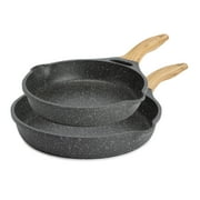 The Pioneer Woman Charcoal Speckle 2-Piece Prairie Signature Cast Aluminum Fry Pan Set, 10" & 12", Dishwasher Safe