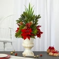 thumbnail image 5 of Nearly Natural 28in. Poinsettia, Grass and Succulent Artificial Arrangement in White Urn, 5 of 5