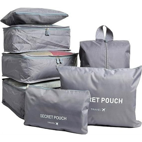 SAYLITA 7Pcs Travel Bags Clothes Packing Cube Luggage Organizer Multi-functional Clothing Sorting Packages with Shoes Bag