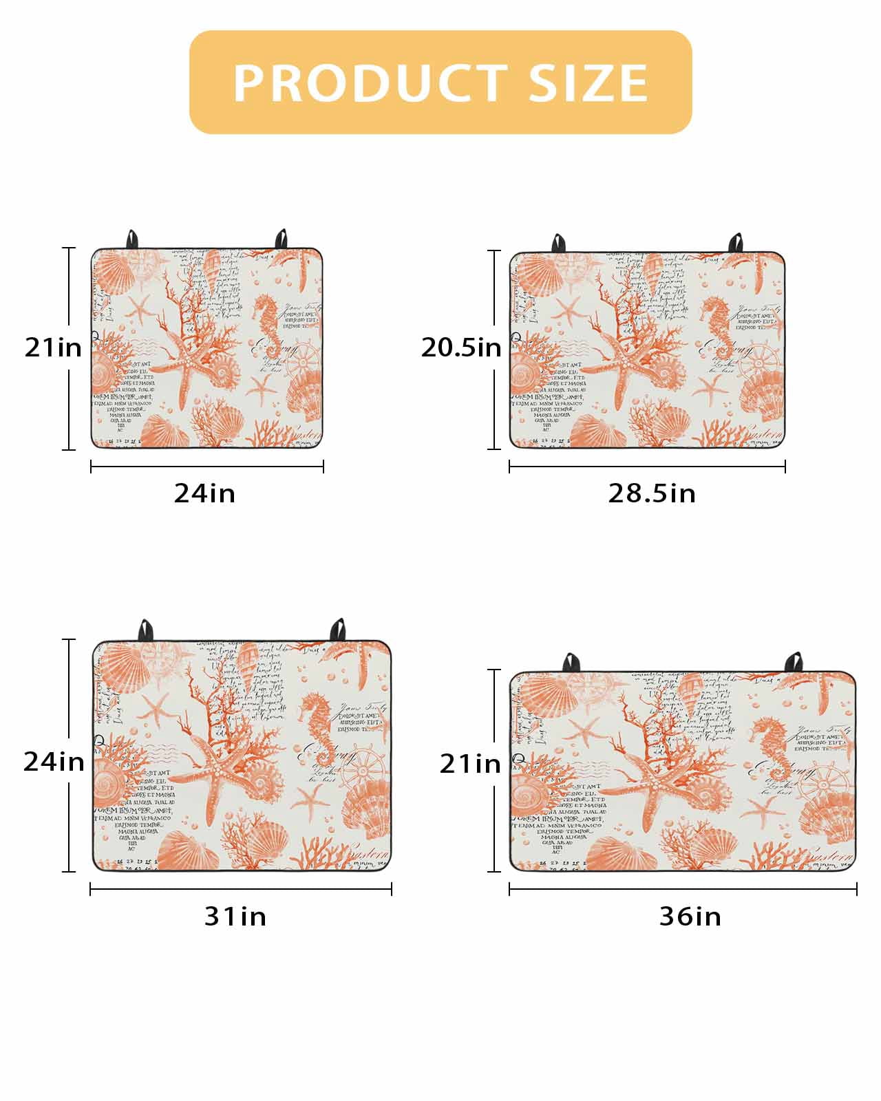 nqOlkjepod Large Induction Cooktop Protector Mat 36"x21", Orange Starfish Stove Top Covers for Electric Stove, Rustic Ocean Coastal Shells Conch Coral Stove Burner Cover Mats, Glass Top Stove Cover