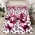thumbnail image 2 of Feelyou Bling Bow-tie Queen Sheet Sets, Pink Fashion Leopard Print Bed Set, 4 Pieces, 2 of 7