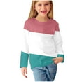 thumbnail image 2 of Hicidod Girls Casual Long Sleeve T Shirts Loose Soft Color Block Tunic Tops Cute Crew Neck Cozy Kids Boys Tees for Spring, 2 of 6
