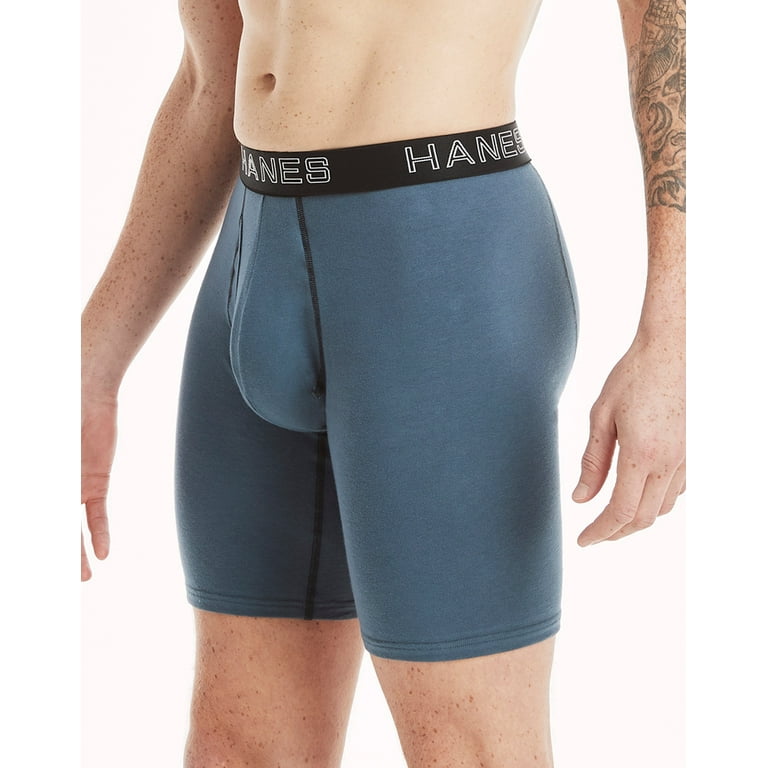 Hanes Ultimate Men's Stretch Long Leg Boxer Brief Underwear, Moisture  Wicking, 5-Pack Assorted 2XL