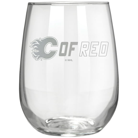 Calgary Flames Etched 17oz. Rally Cry Stemless Wine Glass