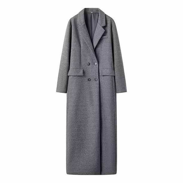 Chaqueta y abrigo informal de manga larga sin capucha para mujer, de moda, informal, de manga larga, holgado, de color liso, con bucle largo, de lana, blusa de poliéster para mujer