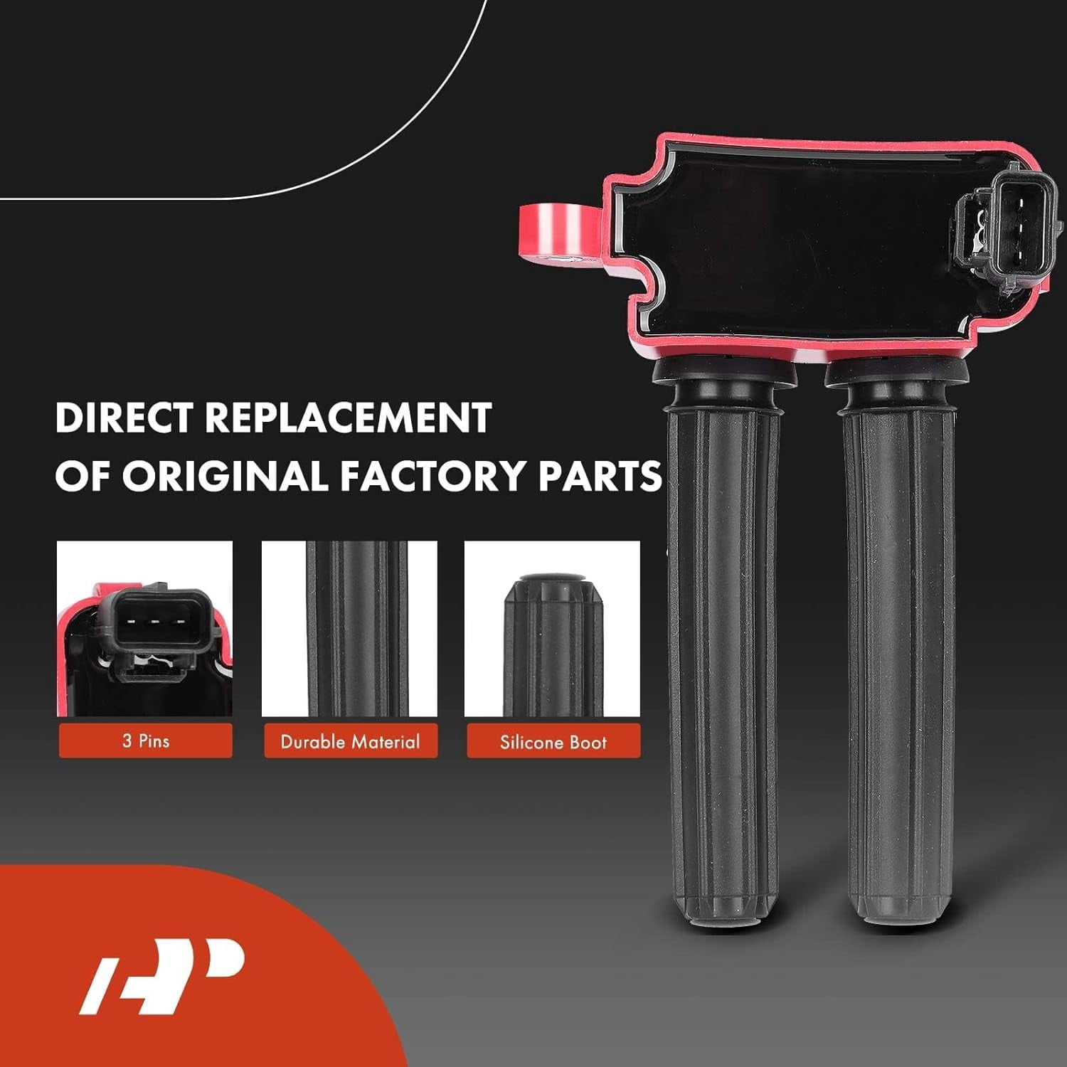 A-Premium 8x (Red) Ignition Coil Pack and 16x Iridium Spark Plugs Compatible with Dodge Ram 1500 2500 3500 Durango Challenger Charger & Jeep Grand Cherokee & Chrysler