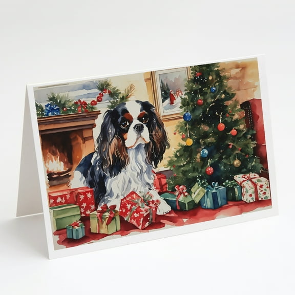 Cavalier Spaniel Cozy Christmas Greeting Cards Pack of 8 7 in x 5 in