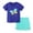 Blue, variant on Esaierr Kids Baby 2Pcs Summer Suit for Girls,Toddler Short Sleeve Knitted Cotton T-Shirts Shorts Sets Elastic Waist Active Casual Cartoon Summer Set,Sizes 2-8Years
