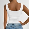 thumbnail image 5 of Womens Tank Tops Summer Square Neck Sleeveless Rib Knit Shirts Slim Fit Basic Tee Tops White XS, 5 of 6