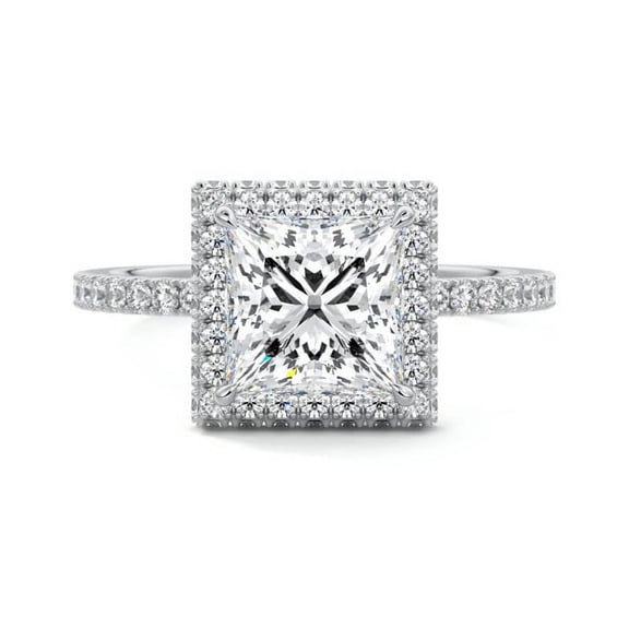 Golden Jewel 14K 14K White Gold Plated Diamond Ring - Princess Cut Excellent 1.9 Ct Diamond Ring For Women's - Halo Diamond Ring for Her - Hidden Halo Diamond Rings for Her - Wedding Diamond Ring