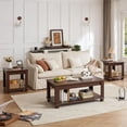 thumbnail image 6 of Farmhouse 2-Tier End Table Set 4 Solid Wood Legs, Living Room Coffee Table, 6 of 7