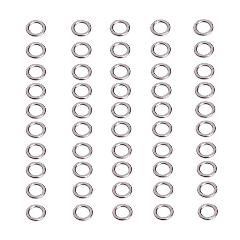 Lergo 50Pcs Fishing Solid Stainless Steel Snap Split Ring Lure Tackle Connector 