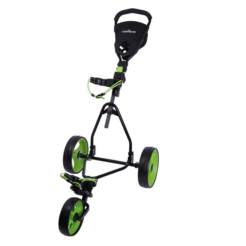 Caddymatic Junior Golf Cart 3 Wheel Folding Cart for Kids Black