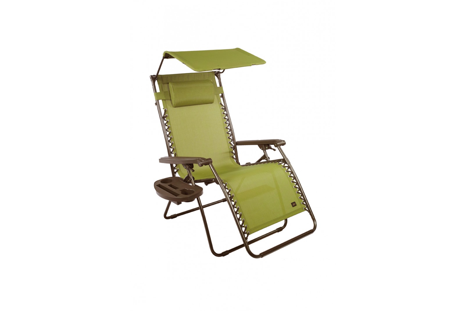 Bliss Hammocks 30" Wide XL Zero Gravity Chair w/ Canopy, Pillow, & Drink Tray Folding Outdoor Lawn, Deck, Patio Adjustable Lounge Chair, 360 lbs. Capacity, Weather and Rust Resistant, Sage Green