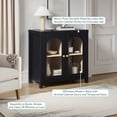thumbnail image 3 of Sasha Modern Arched Glass Accent Cabinet with Brass Hardware, Black, 3 of 15