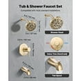 thumbnail image 2 of VEVOR Tub and Shower Faucet Set, Complete with 5-Inch Rainfall Shower Head and Bathtub Spout, 8-Setting Adjustable Spray, Single-Handle Tub Trim Kit, Gold Finish, 2 of 9