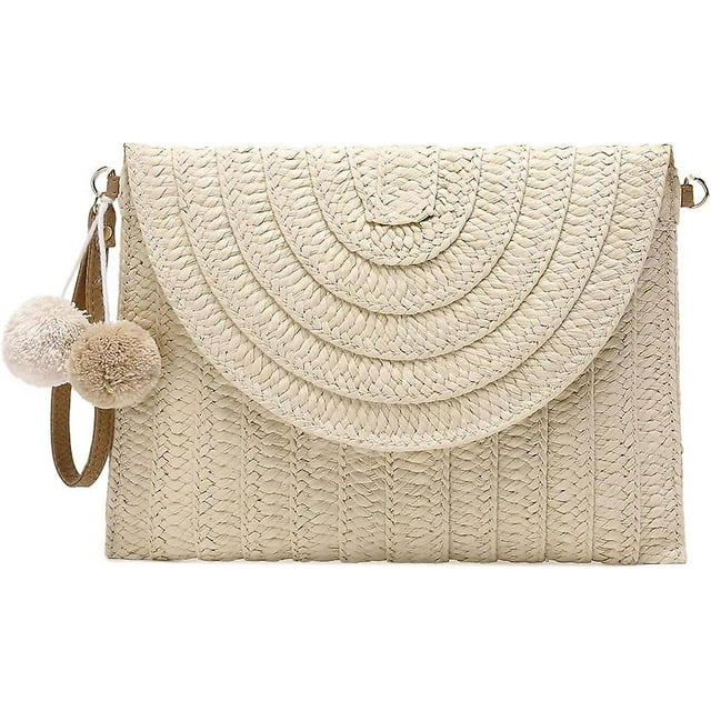 Bolso de hombro de paja para mujer, bolso de mano de paja, bolsos cruzados de moda para mujer, bolso de playa tejido tipo sobre de verano