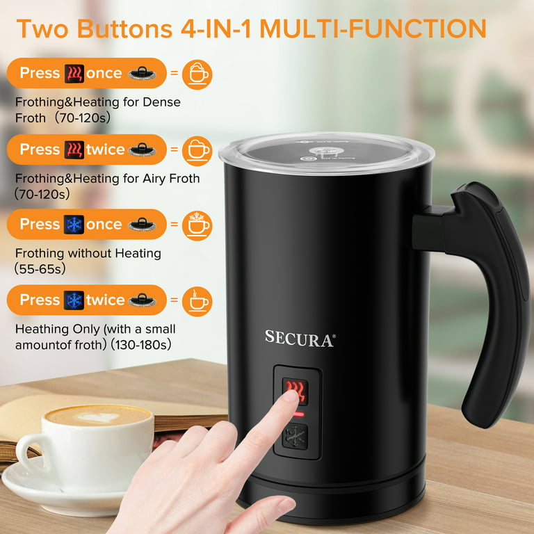 Secura Electric Milk Frother Automatic Milk Steamer Warm or Cold Foam Maker for Coffee Cappuccino Latte Stainless Steel Milk Warmer with Strix