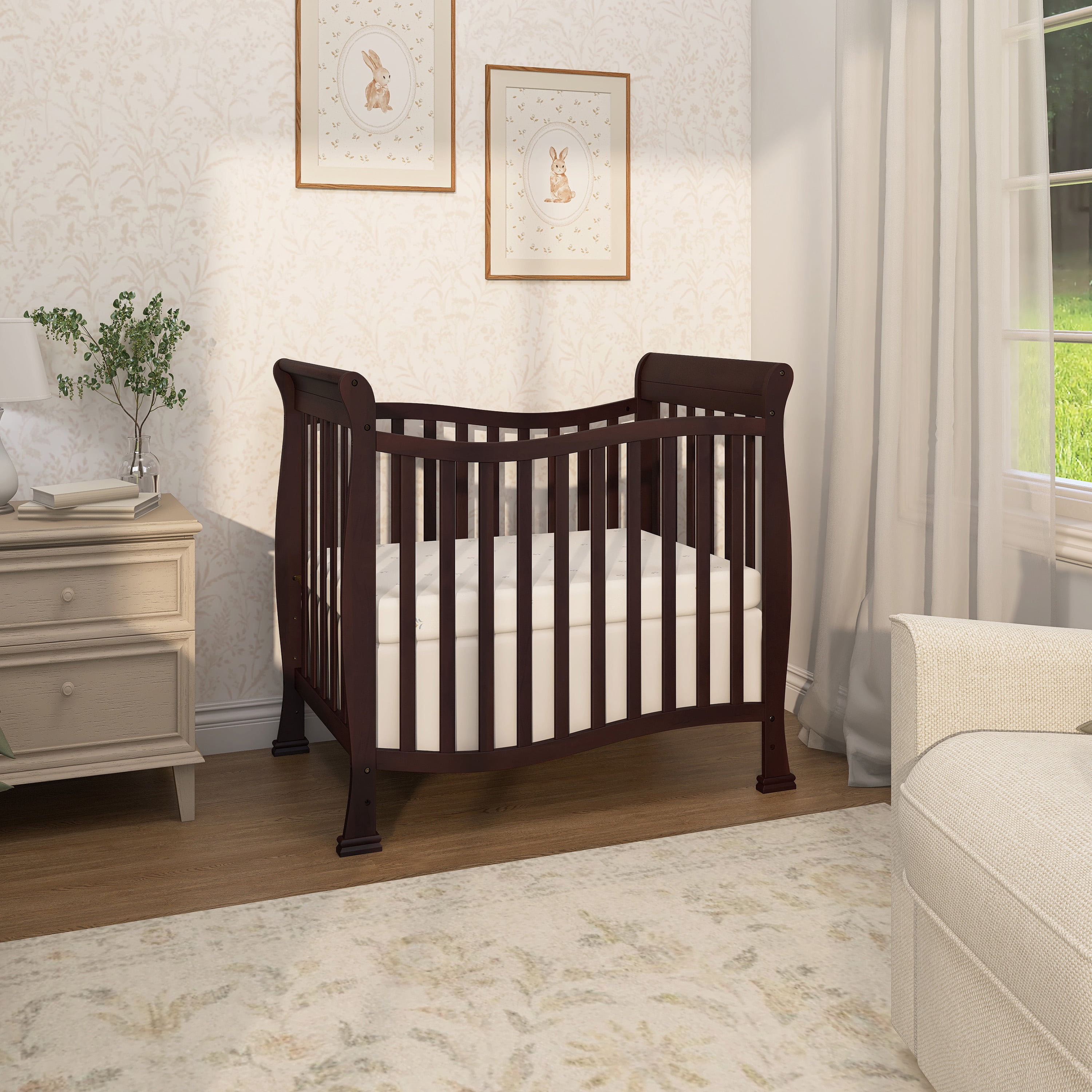 Dream On Me Piper 4-in-1 Convertible Mini Crib Espresso