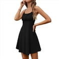 thumbnail image 2 of Vestido Mini Plisado con Tirantes Finos y Corsé para Mujer, Corte en A, Entallado y Acampanado. Negro XL, 2 of 10