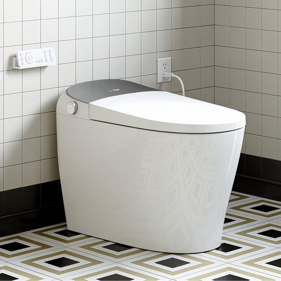 HOROW Smart Toilet with Bidet Heat Seat, 10'' rough in Auto Flush, Dryer, LED Display One Piece Elongated