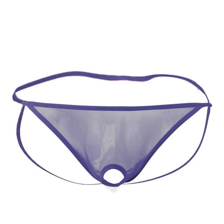 

Shiusina Mens Open Front Mesh G String Pouch Underwear Panties T-Back Thong Bikini Purple L