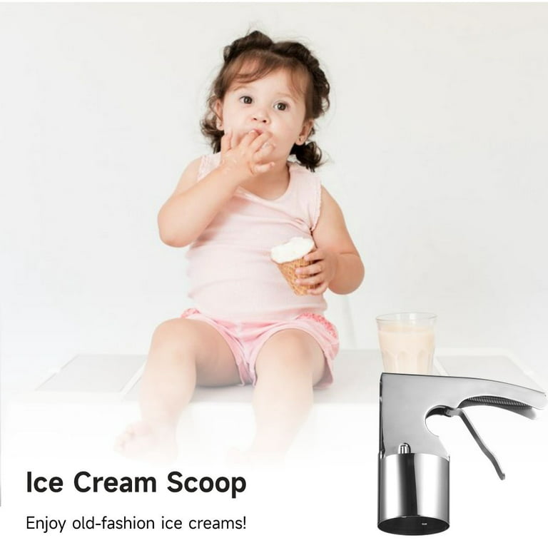 JahyElec Ice Cream Scoop Stainless Steel Cylindrical Ice Cream Scoop with  Spring-powered Trigger Release Big Volume Scoop Old Fashion Style scoop