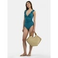 thumbnail image 3 of Time and Tru Women's Ruffle Plunge One Piece Swimsuit, Sizes XS-3X, 3 of 6