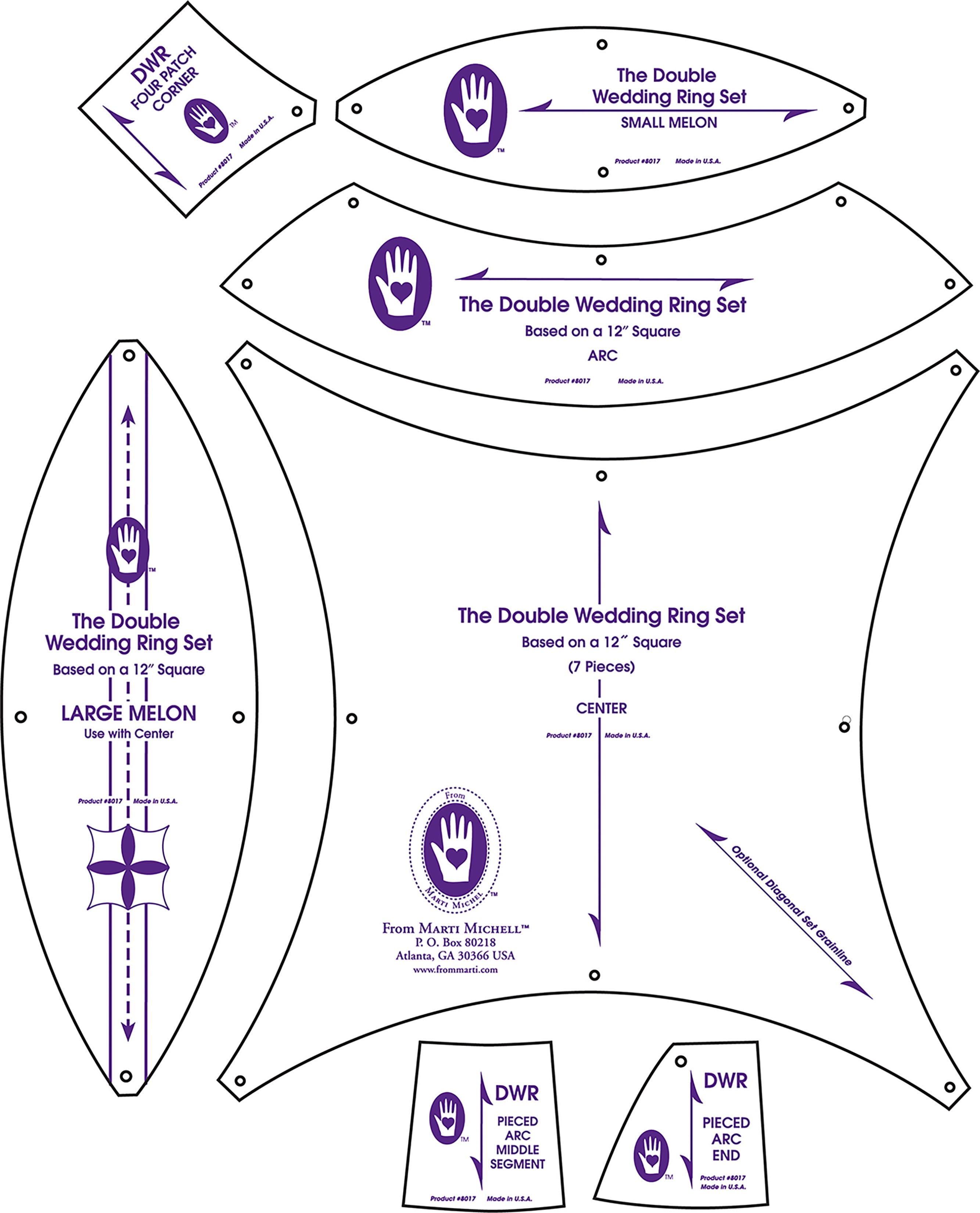 Omnigrid 2257 Double Wedding Ring Rotary Cutting Templates for
