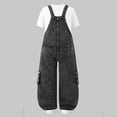 thumbnail image 2 of OGLCCG Girls Denim Overalls Kids Sleeveless Wide Leg Jumpsuit Solid Color Teens Bib Overall with Pockets 7-13 Years, 2 of 7
