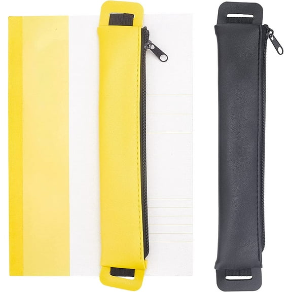 1set 2pcs 2 colors Elastic Pen Pouches PU Leather Colorful Adjustable Elasticated Band Pencil Holder Sleeve Pocket Case Organizer for Notebooks Journals Planners Books