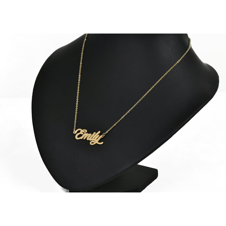 18k Gold Plated Script Emily Name Necklace Nameplate Family Kid Names Jewelry